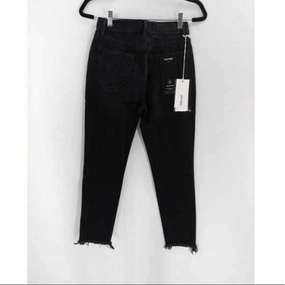 GRLFRND Black Karolina High Rise Skinny Jeans Raw Hem 100% Cotton Denim 27 New - Picture 4 of 11
